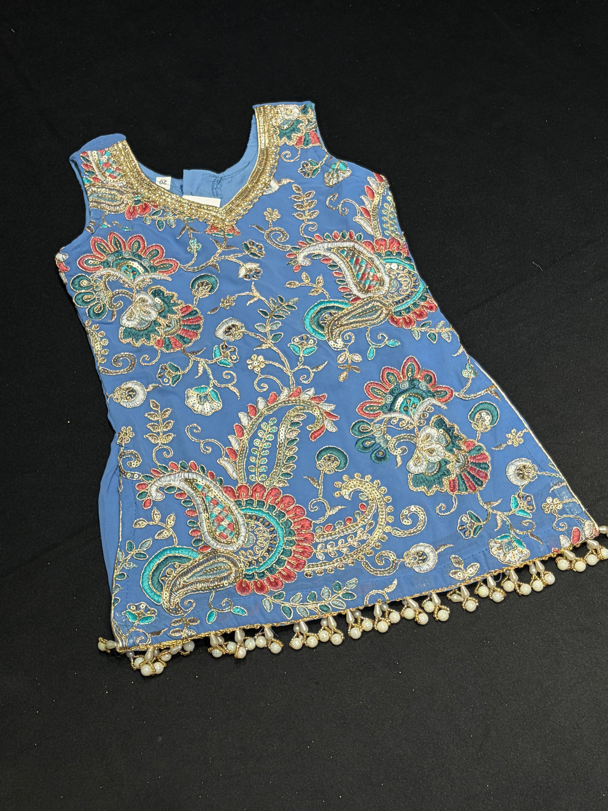 Sky Blue Paisley Kid’s Sharara Suit