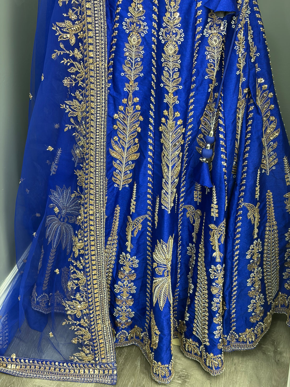 Heavy Beaded Royal Blue Corset Lehenga- AK6974-1726