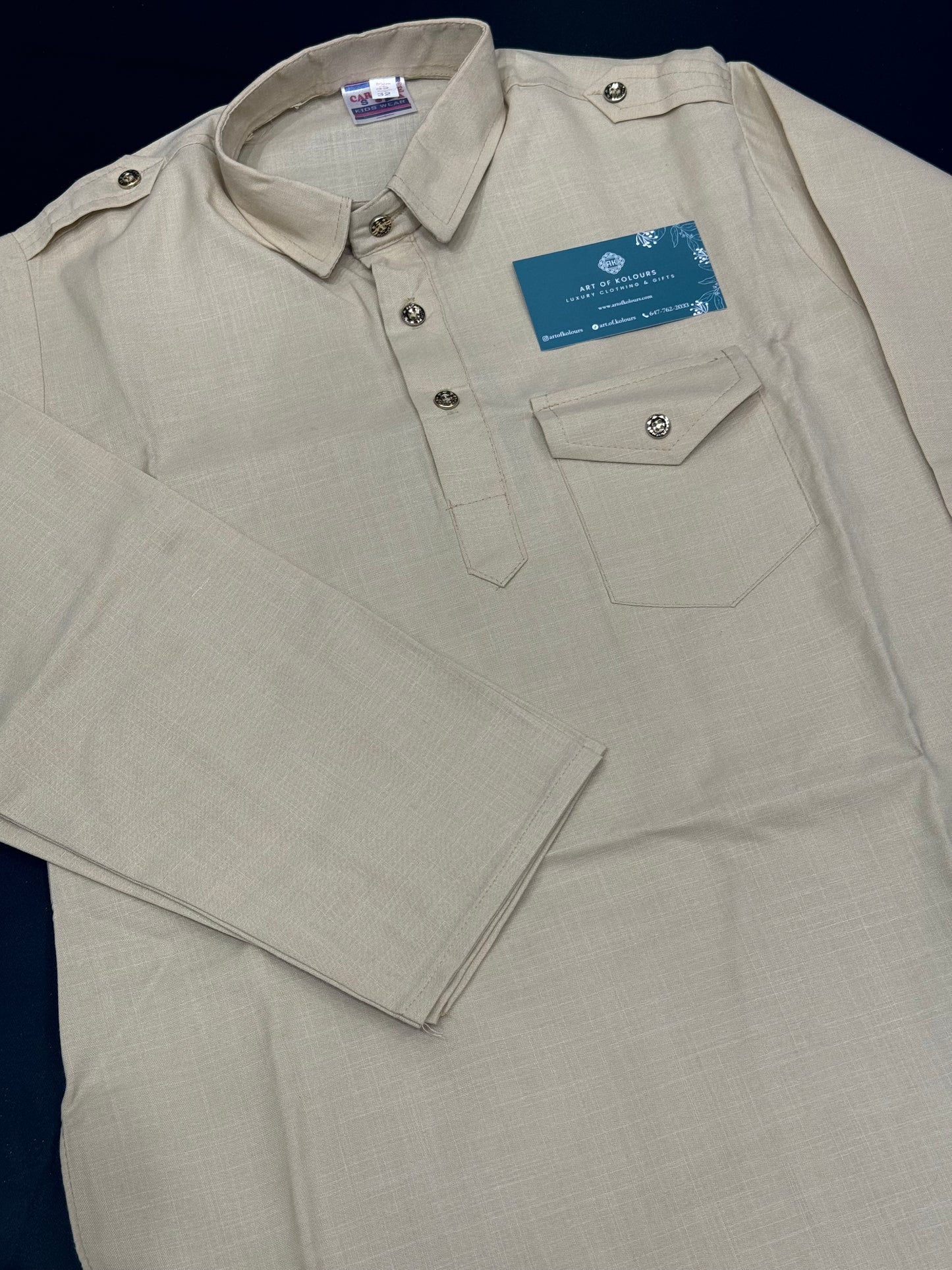 Diljit Boys Kurta Pajama- Tan