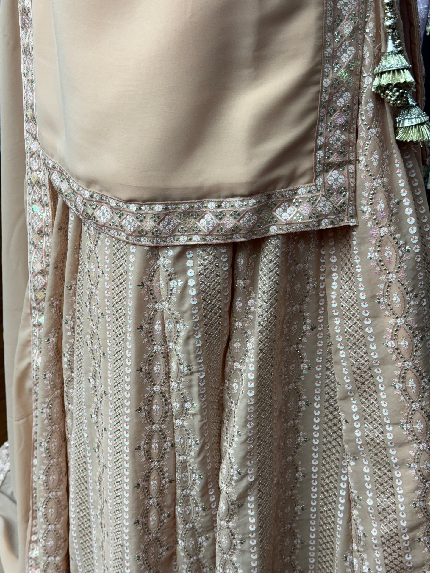 Sequence Work Long Top Lehenga Peach