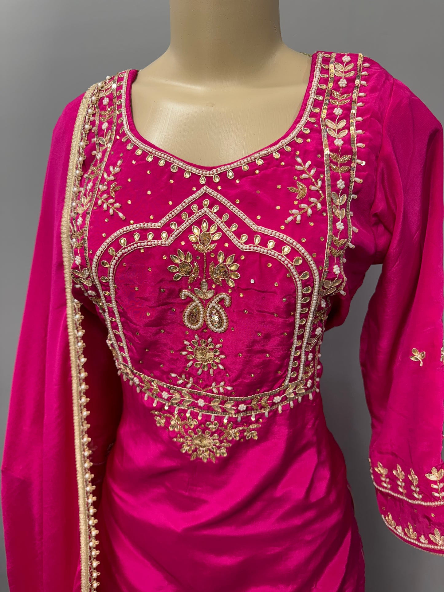 Fuchsia Moti Salwar Suit