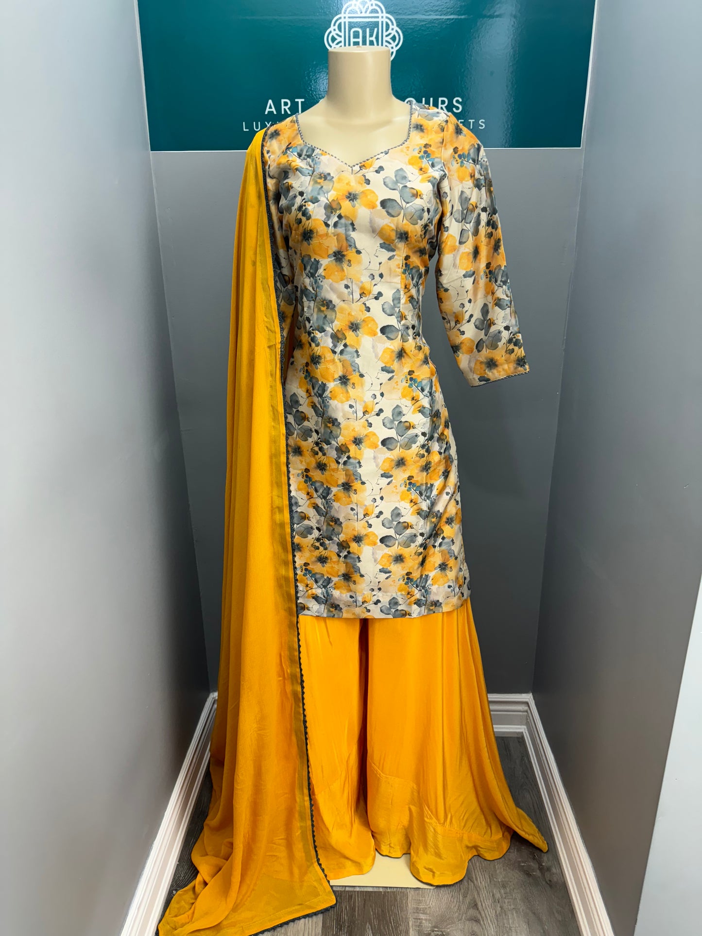 Upada Silk Printed Sharara Suit- AK89-1326