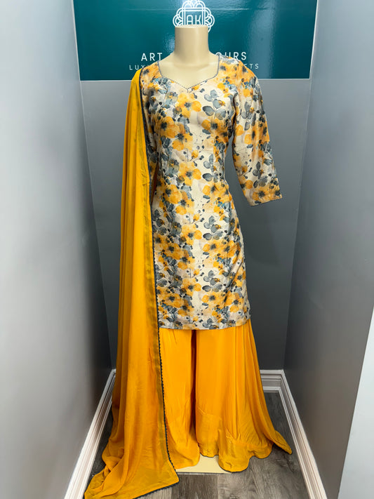 Upada Silk Printed Sharara Suit- AK89-1326