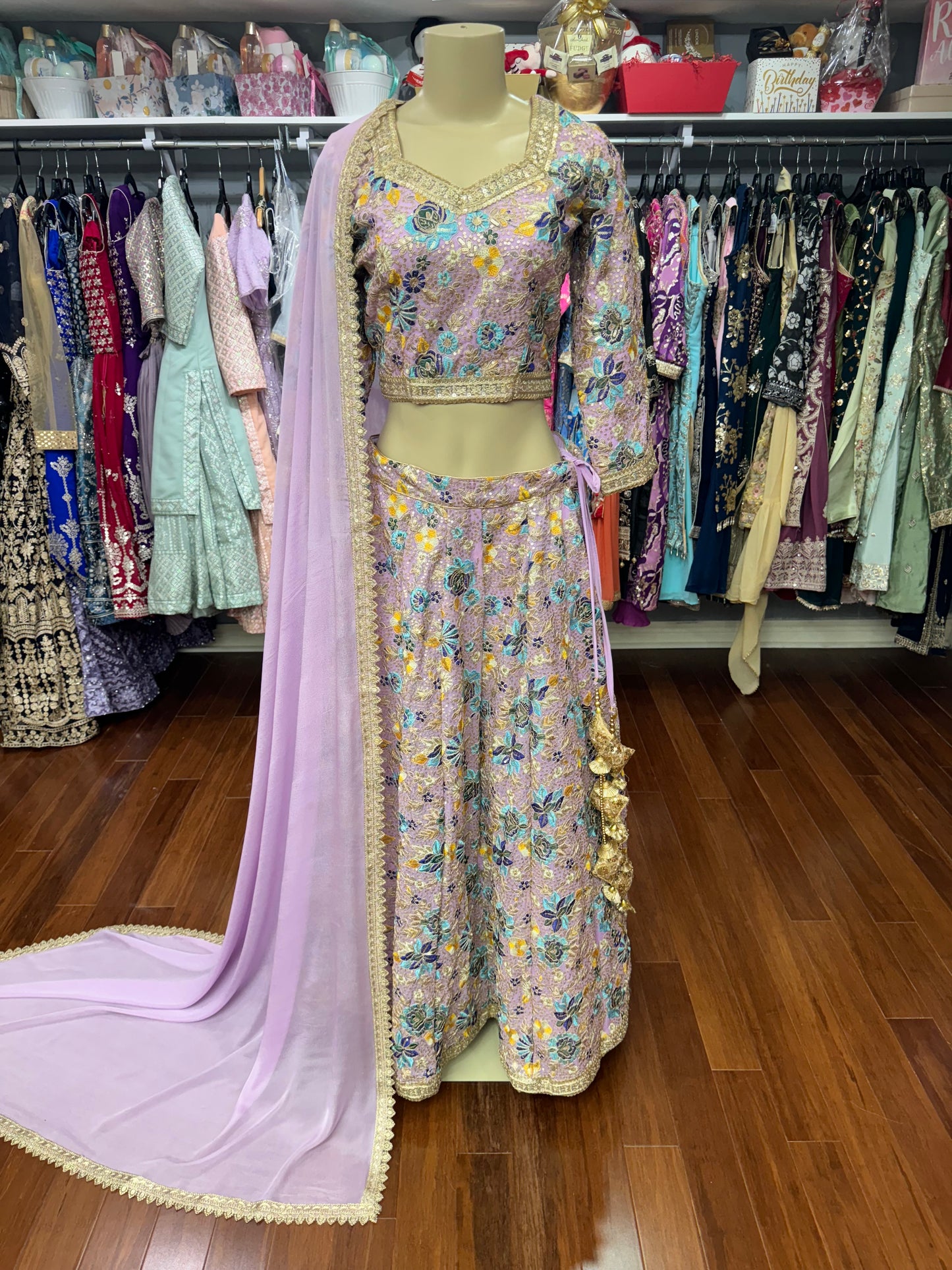 Thread Work Lehenga Lavender