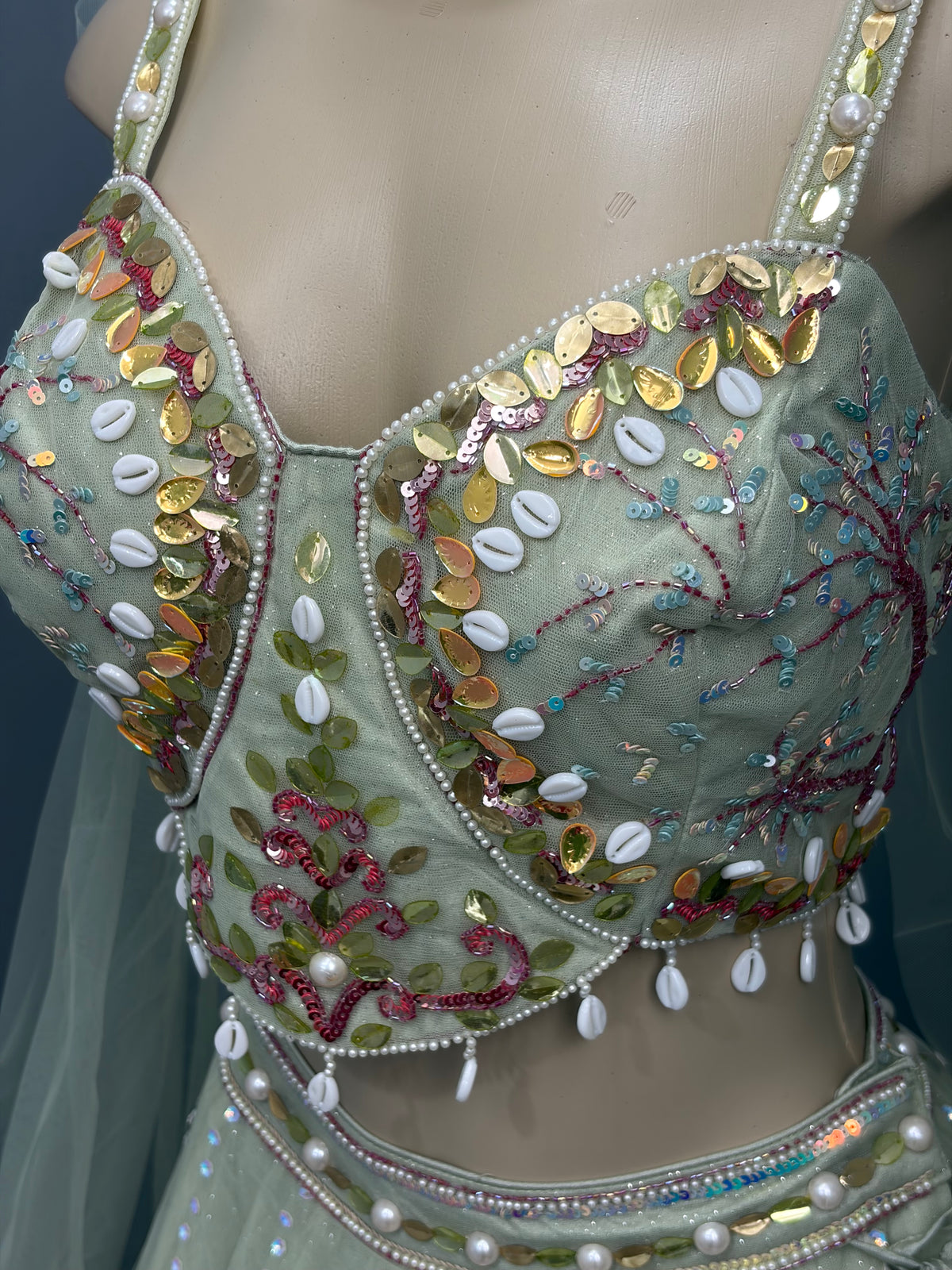 Embellished Light Green Lehenga-AK3941-0726