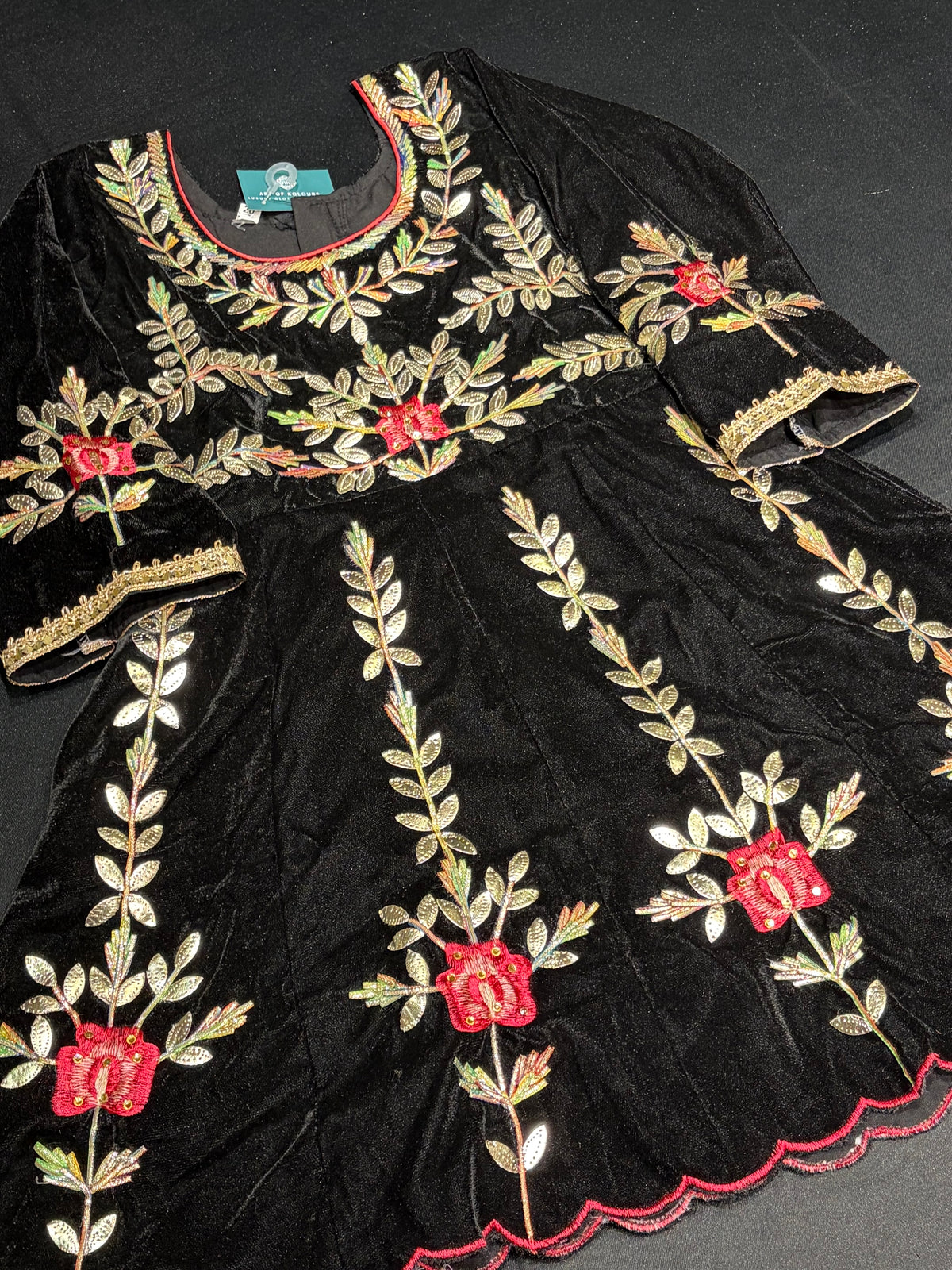 Black Velvet Gota Patti Frock Salwar