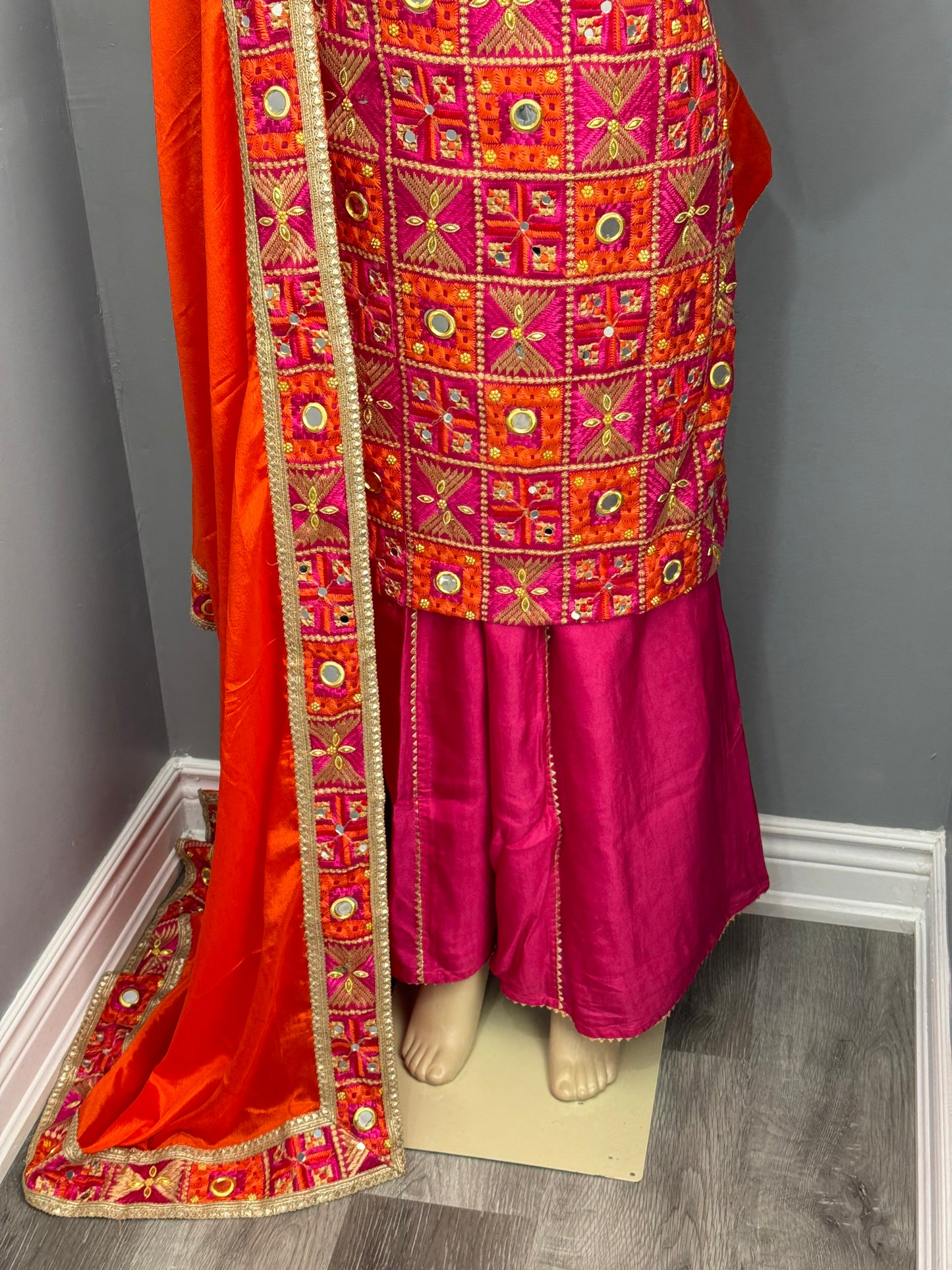 Traditional Phulkari Sharara Suit