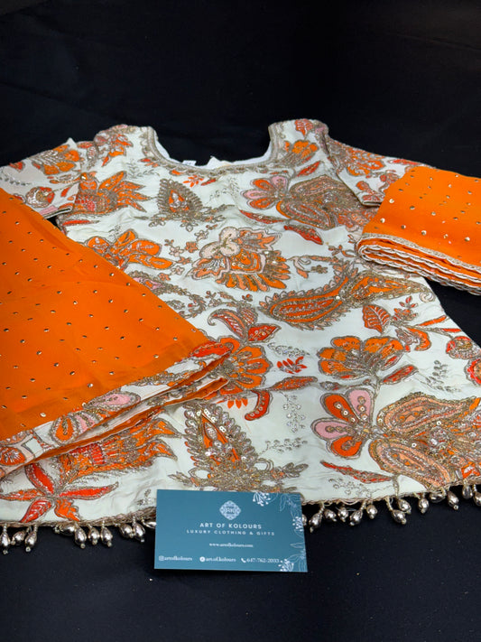 Eknoor Kids Sharara Suit- Orange