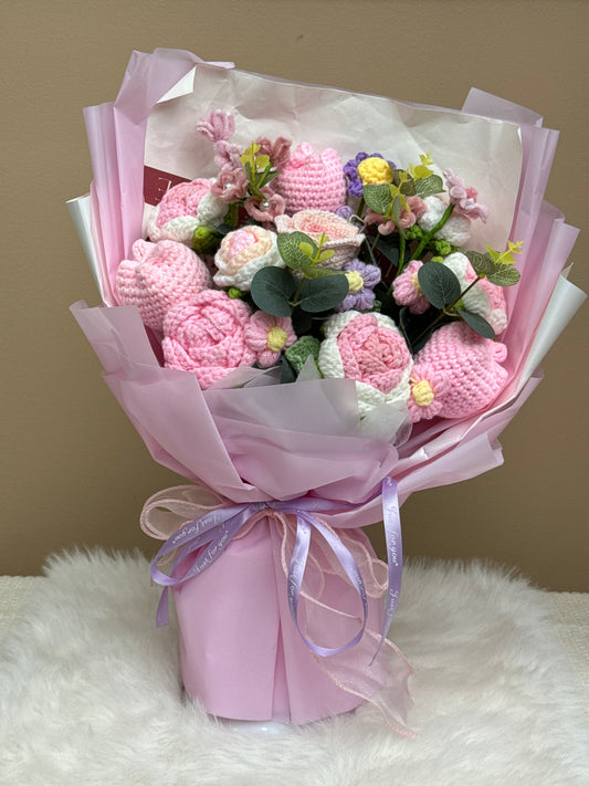 Crochet Flower Bouquets Pink Large