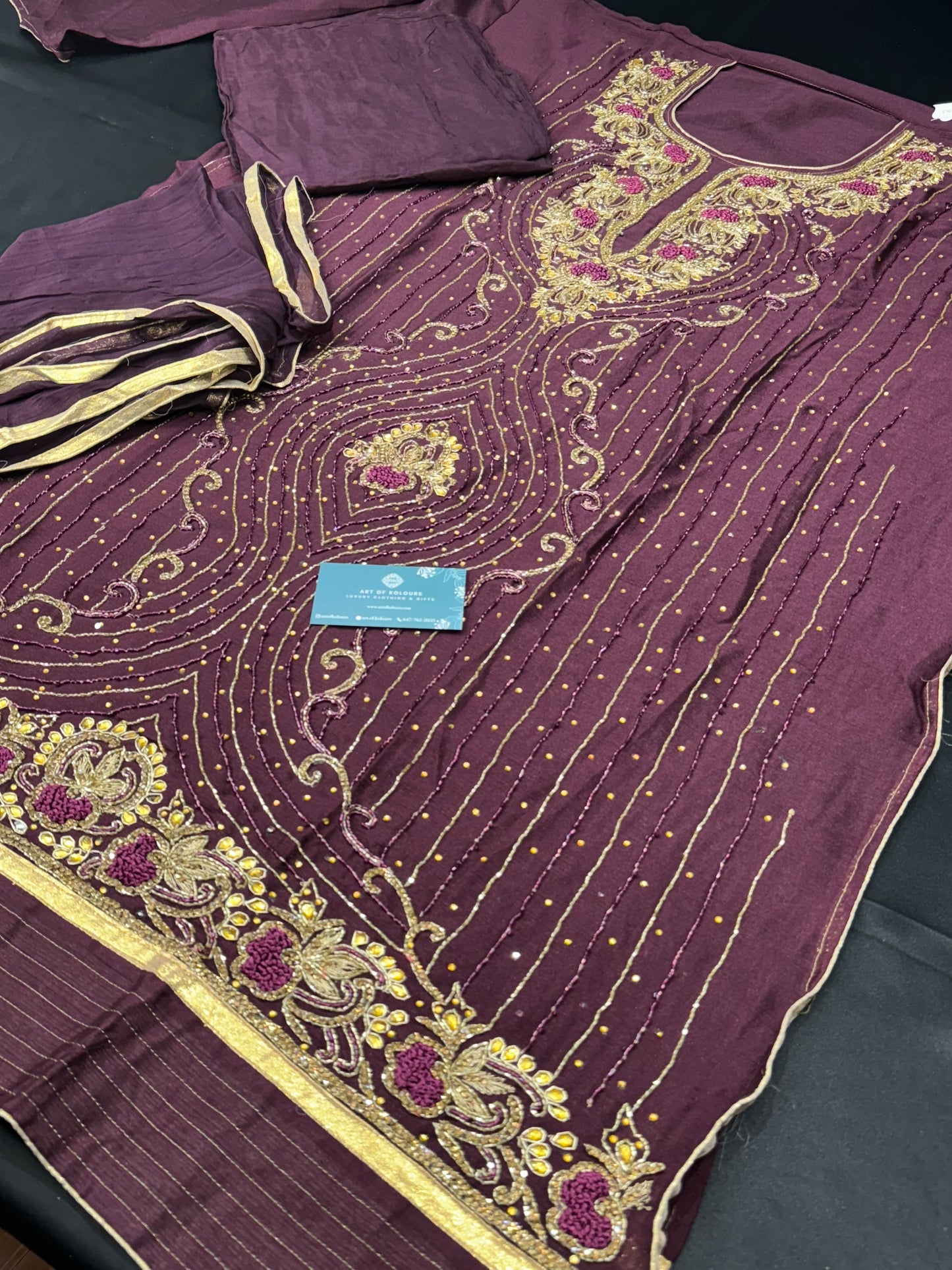 Racha Pala Wine Semi-Stitched Suit