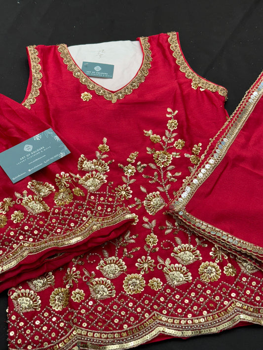 Jasmen Kids Gharara Suit V2- Ruby