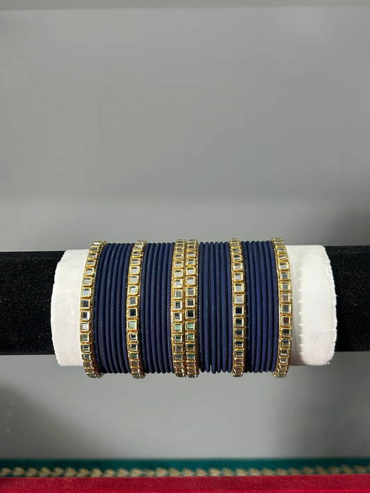 Navy Mirror Bangles
