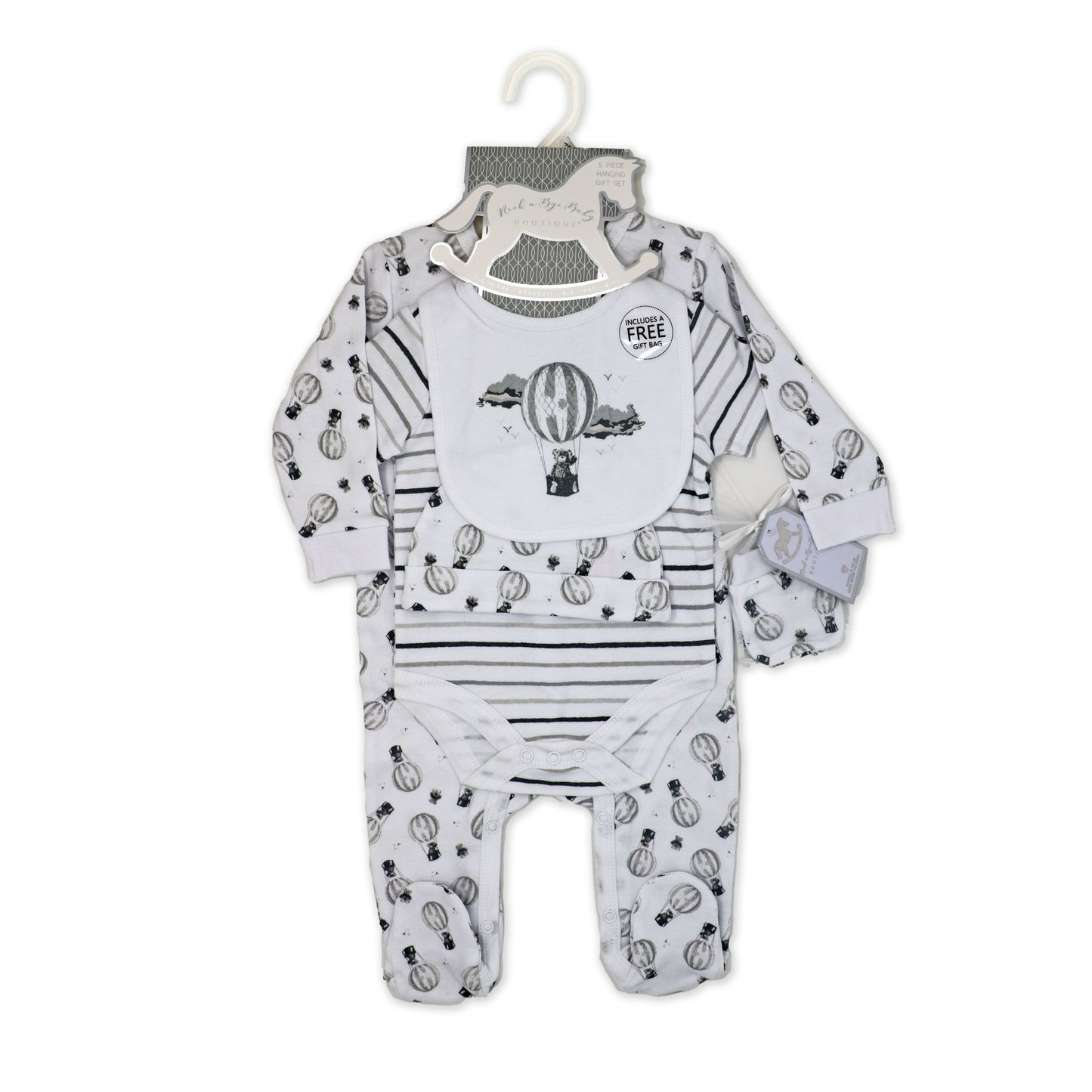 Unisex 5 Piece Mesh Bag Set: Hot Air Balloon Bear