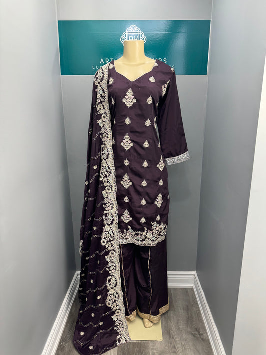 Wine Farkabadi Sharara Suit