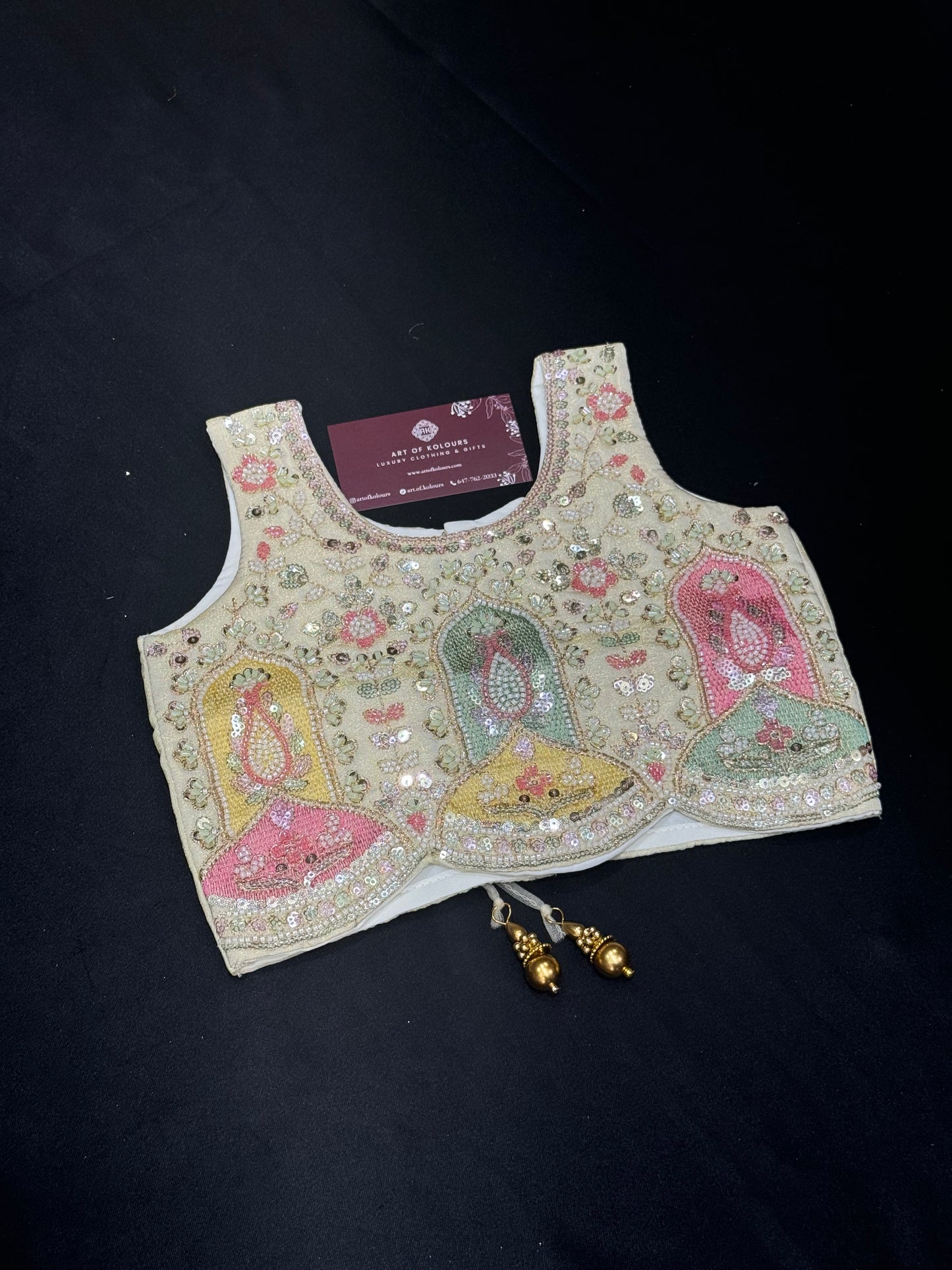 Kids Shimmer Beadwork Lehenga- Gold
