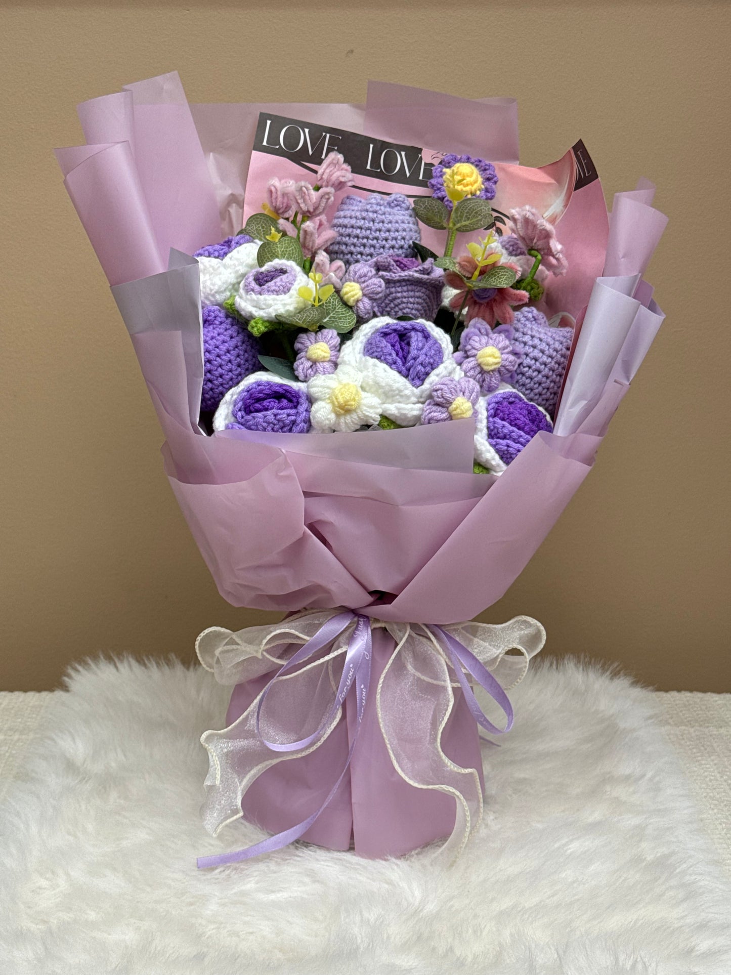 Crochet Flower Bouquets Purple Large