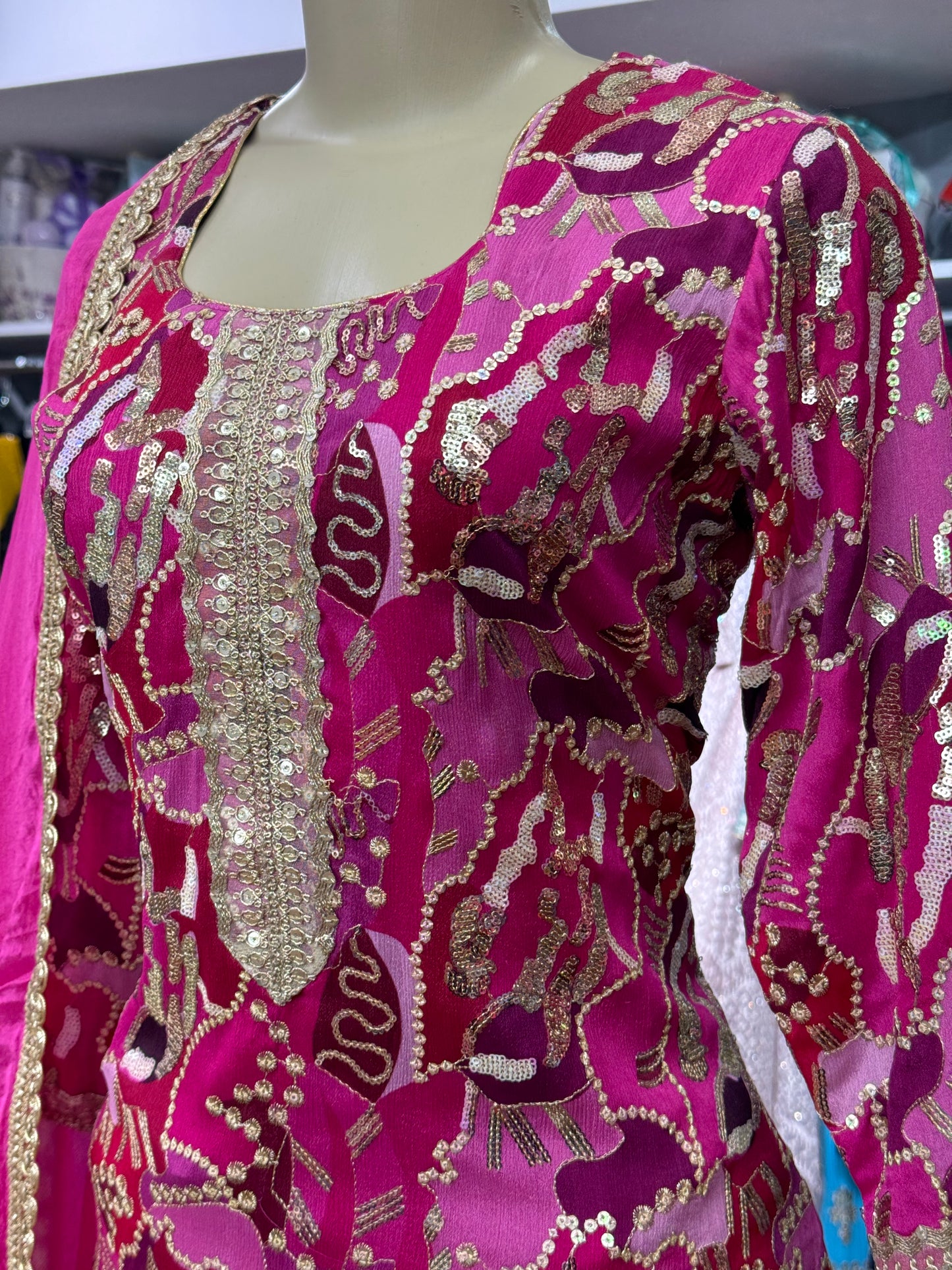 Sequence Work Multi Pink Gharara Suit