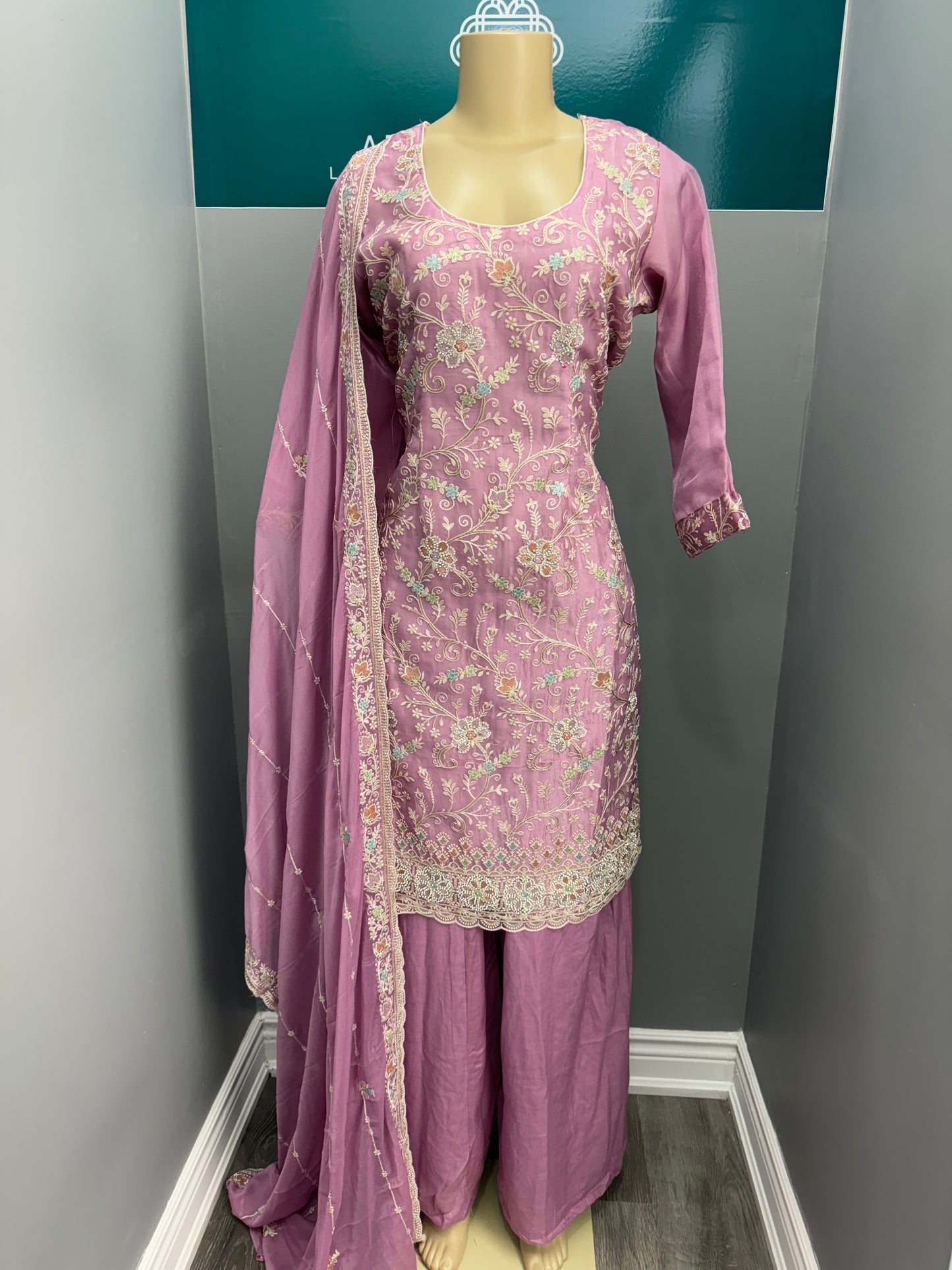 Embroidery Sharara Suit- Purple