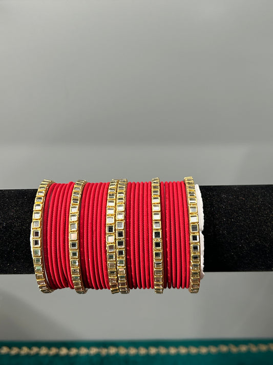 Red Mirror Bangles