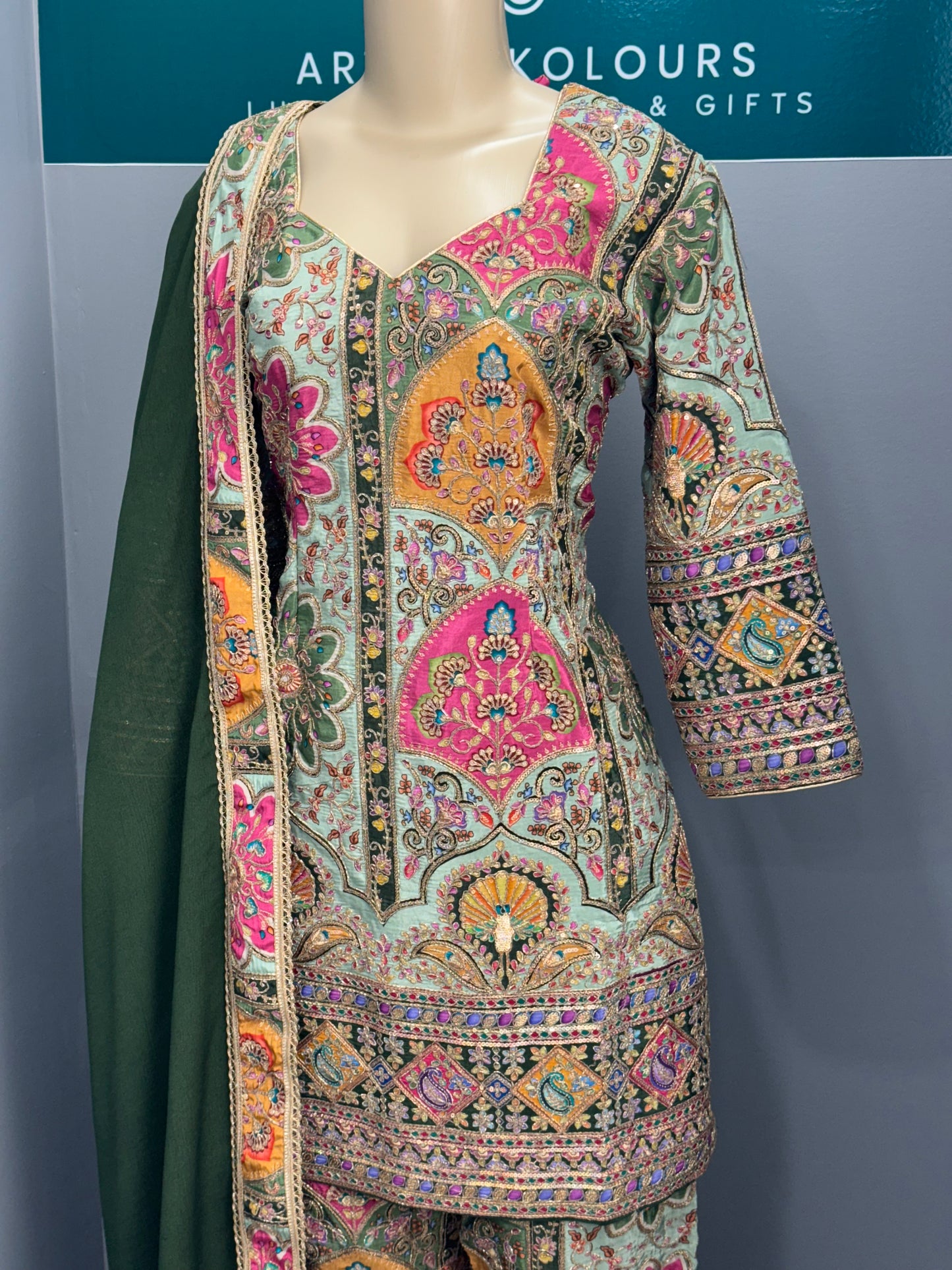 Position Work Gharara Suit- AK3536-0526