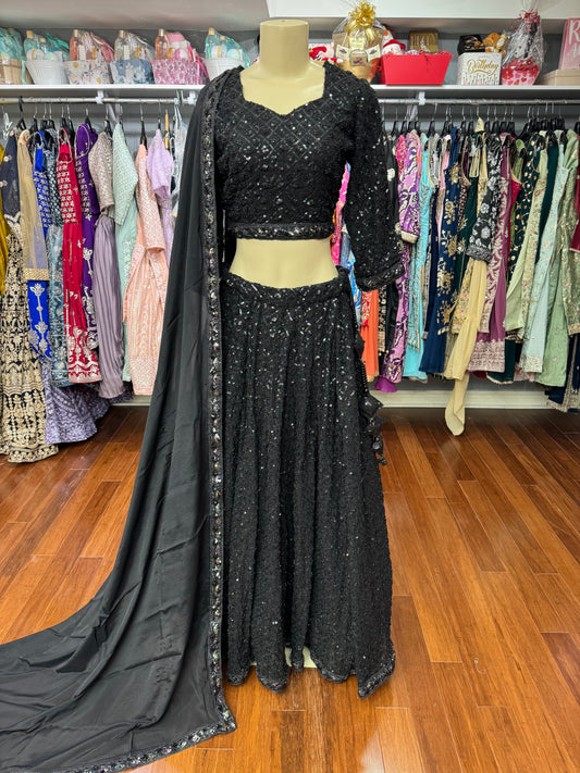 Sequence Work All Black Lehenga