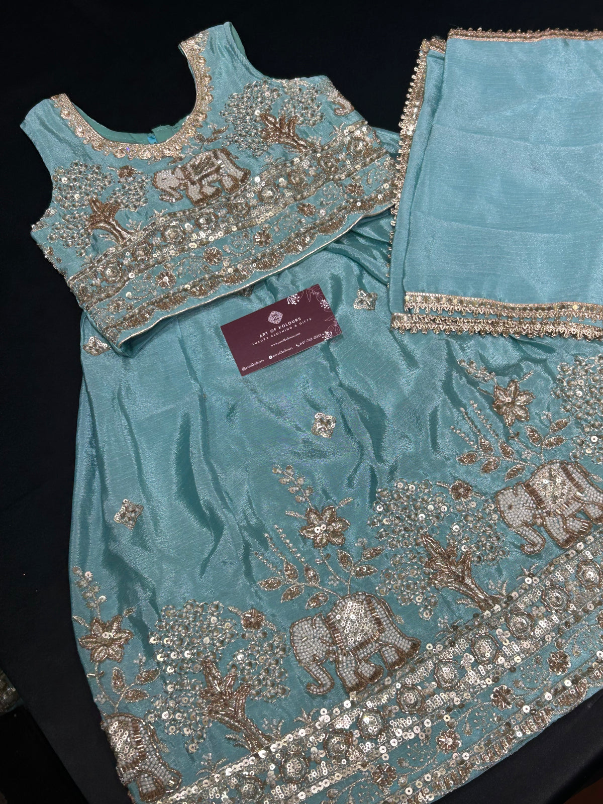 Elephant Blue Blush Lehenga