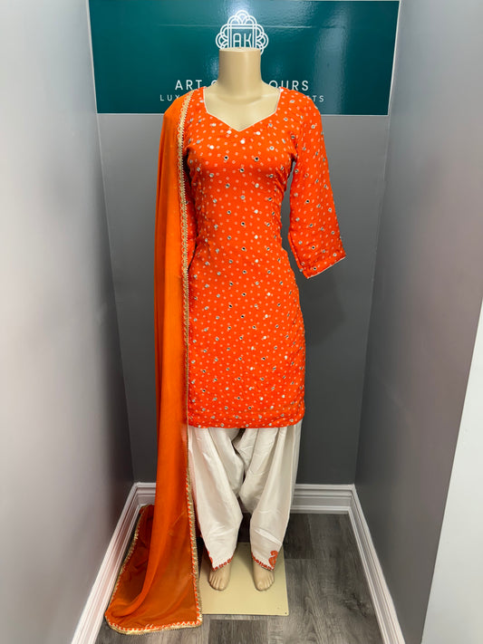 Bandhani Print Threadwork Suit- AK0304-0526