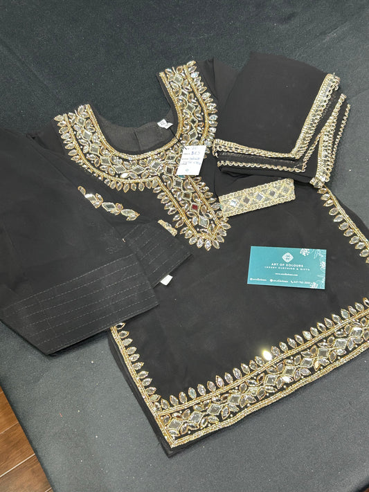 Kids Black Mirror Work Salwar Suit (Size 20~34)