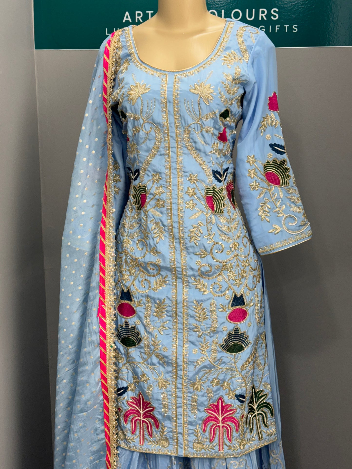 Embroidered Sharara Suit- AK3435-8926