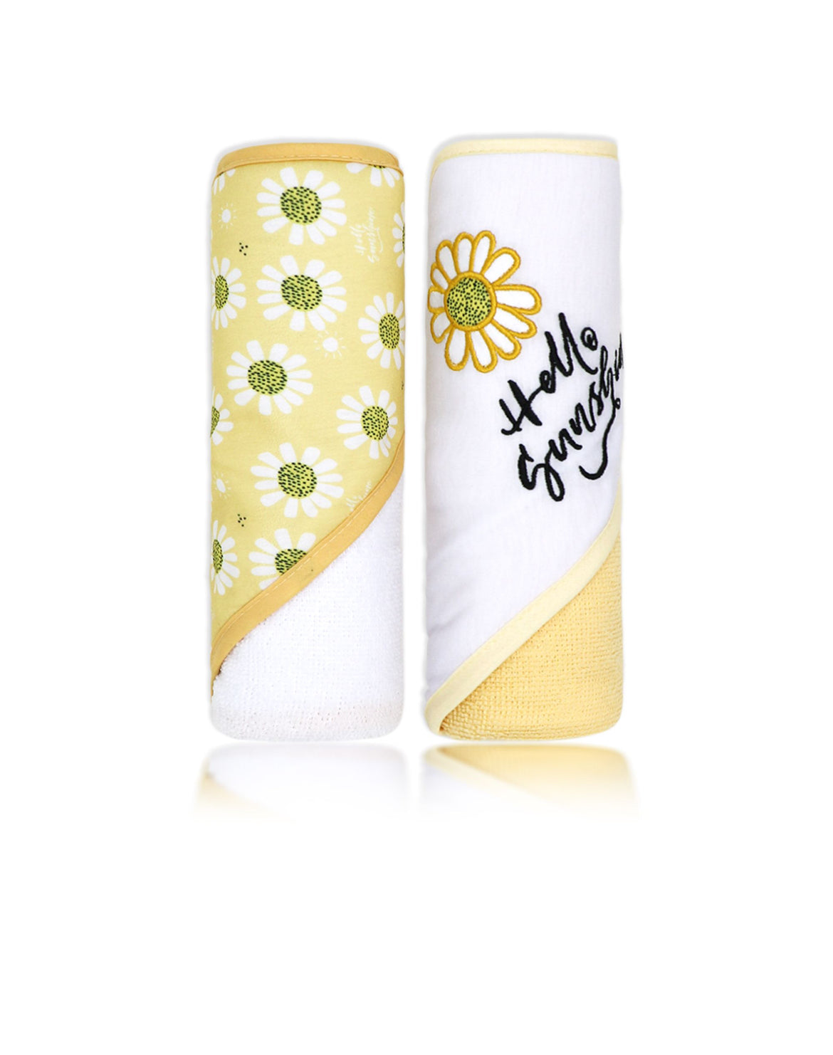 2 Pack Flower Baby Towel - Yellow & White