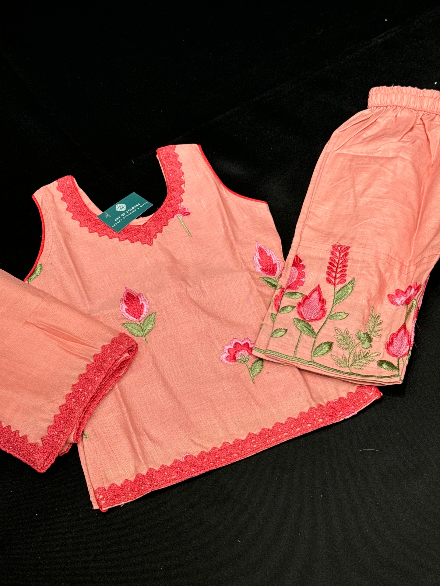 Choti Butti Cotton Babies Salwar Suit- Peach