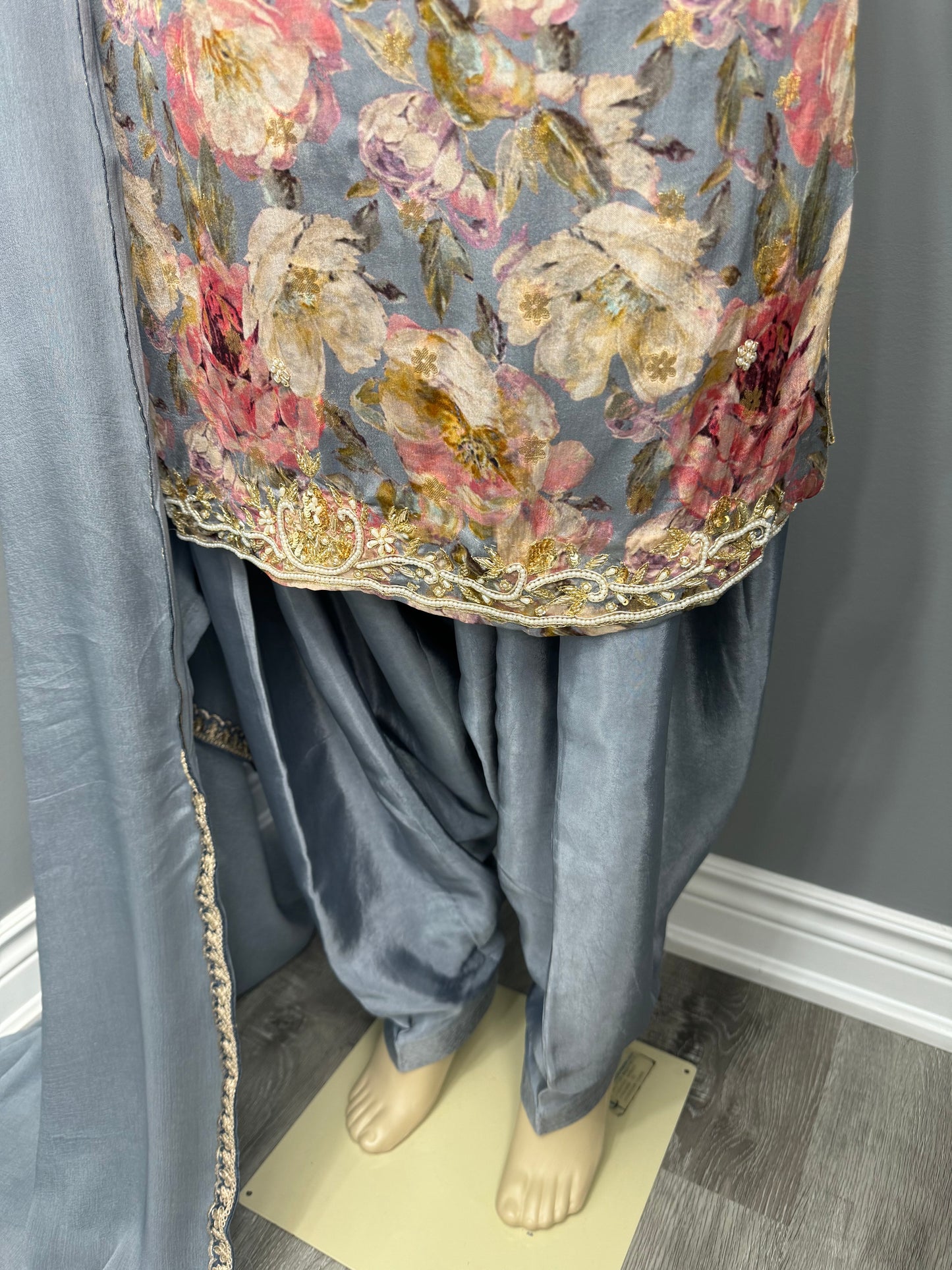 Sonam Printed Handwork Salwar Suit Grey