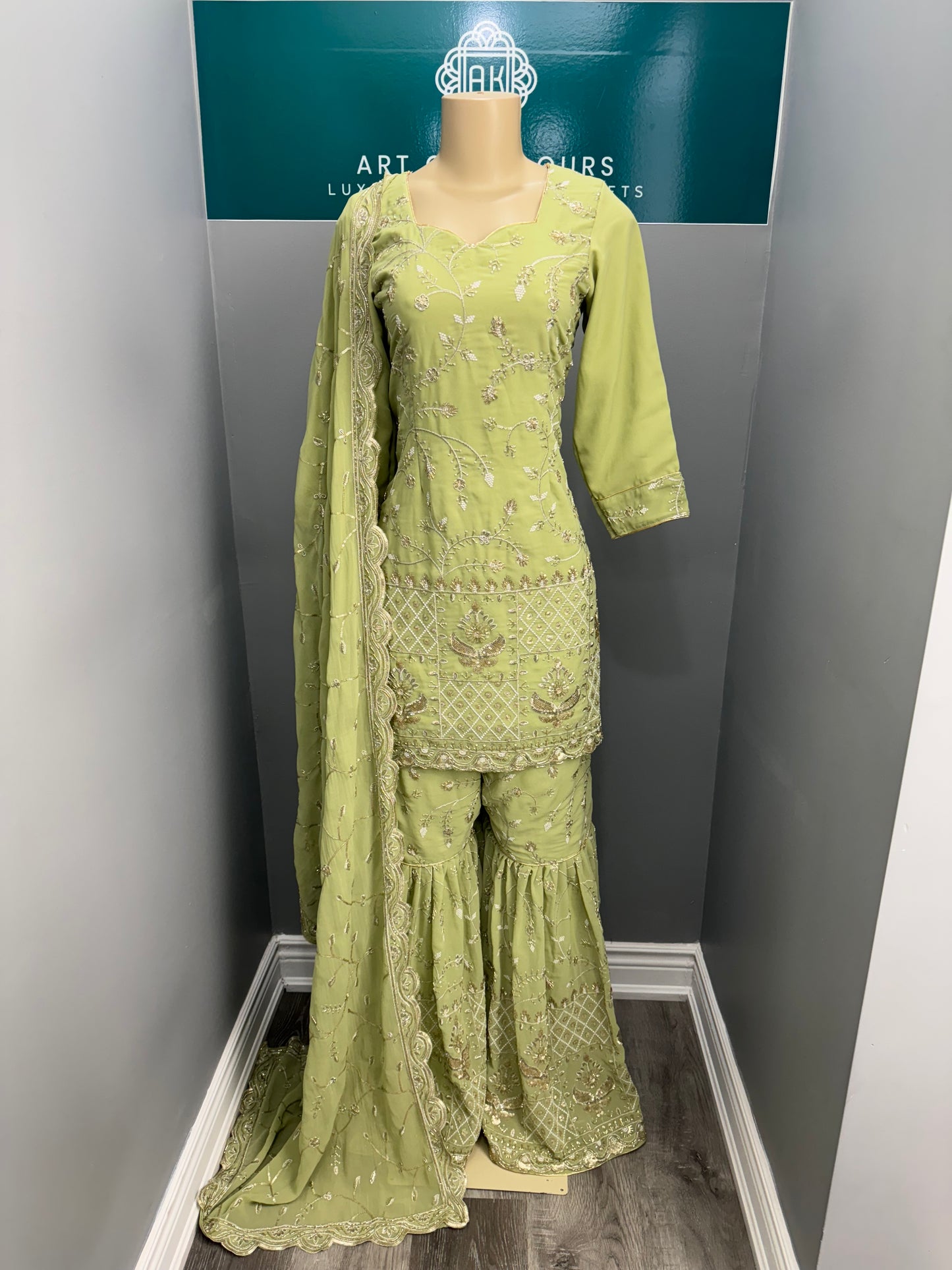 Embroidered Gharara Suit- AK8182-1225