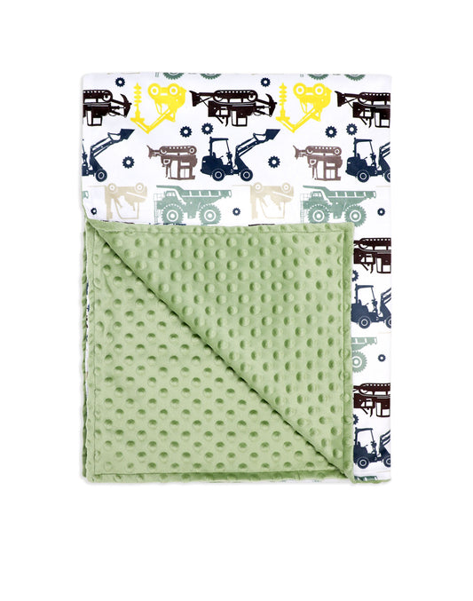 Baby Blanket Double Sided - Green/Construction