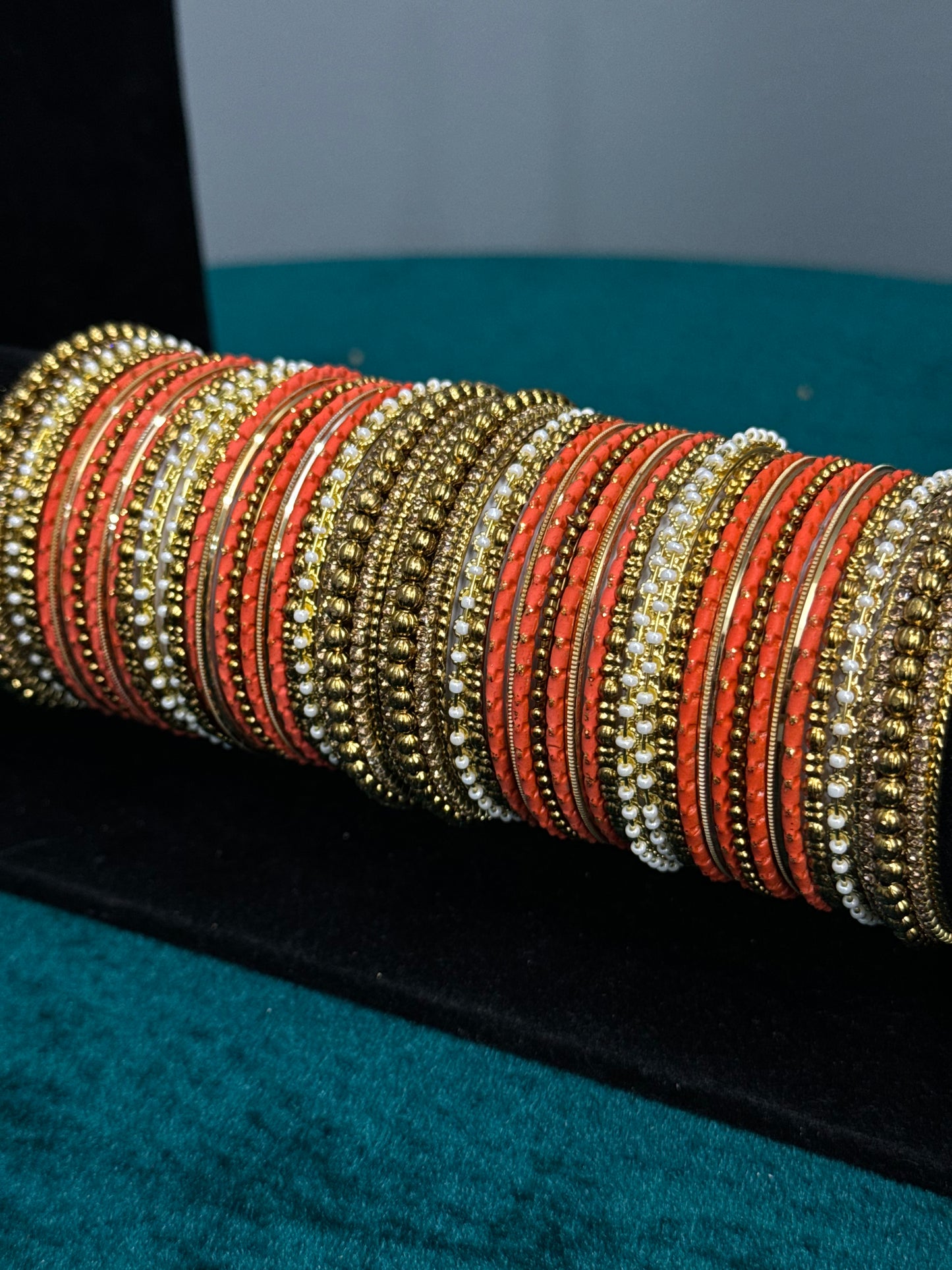 Orange Designer Work Bangles