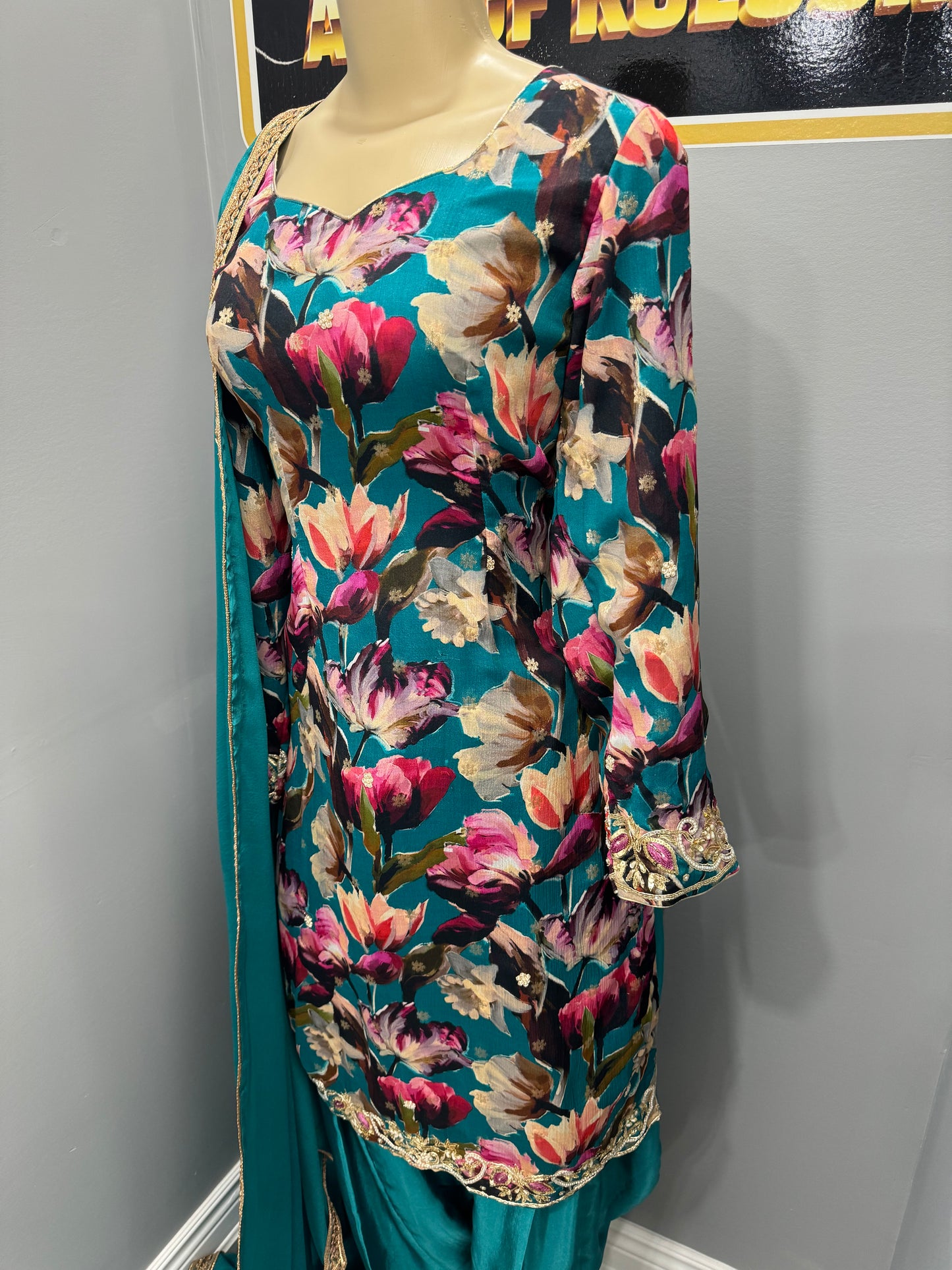 Sonam Printed Handwork Salwar Suit Blue