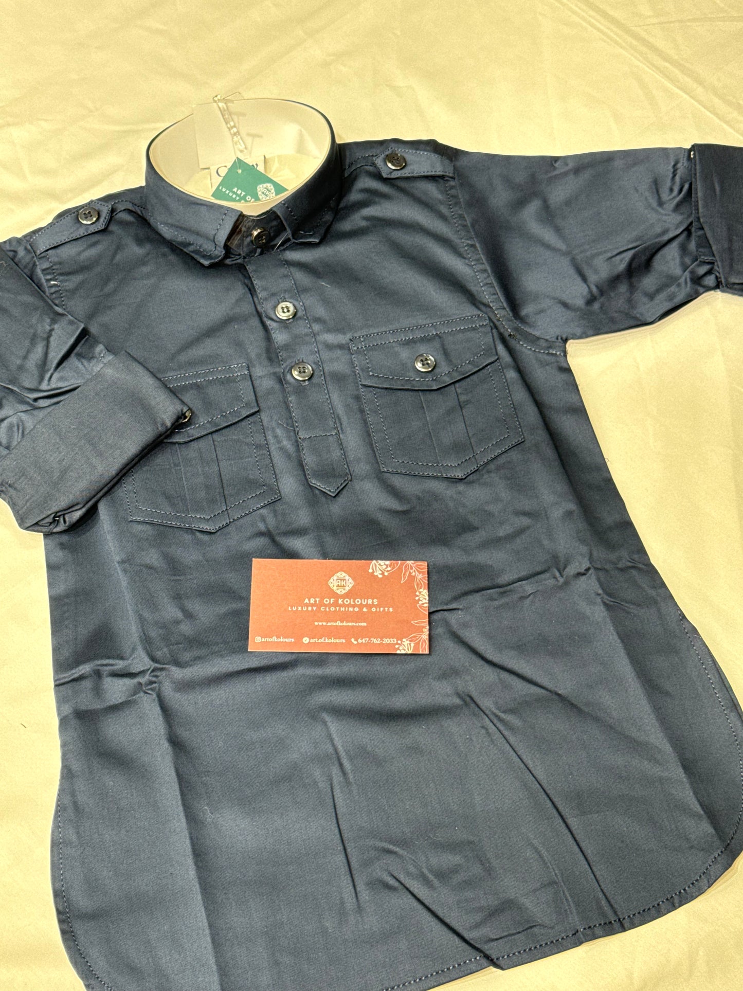 Randy Boys Kurta Chadra- Navy
