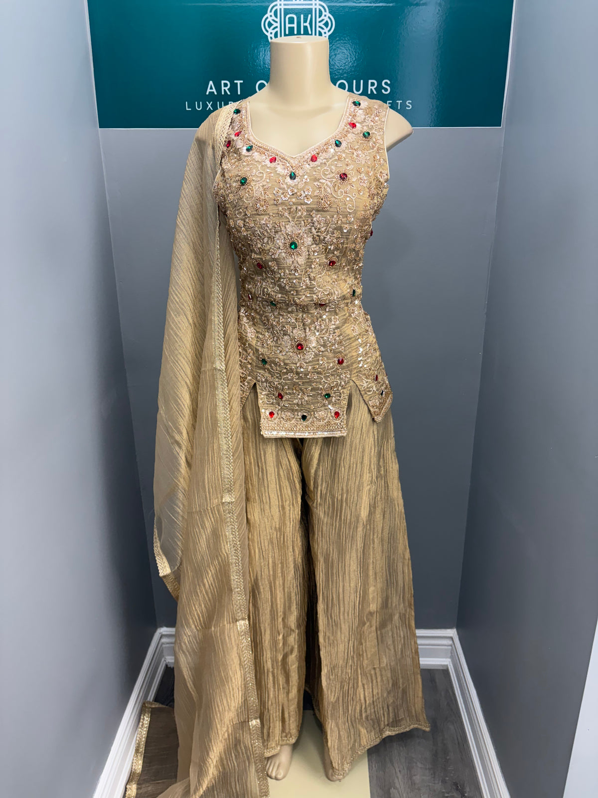 Readymade Short Kurti Sharara Suit- AK5758-0726