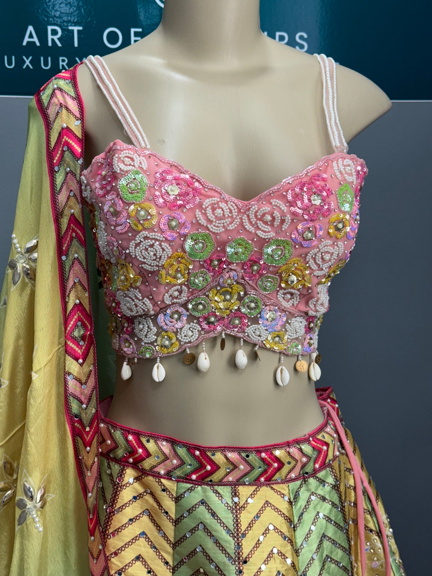 Embellished Pink Multi Lehenga