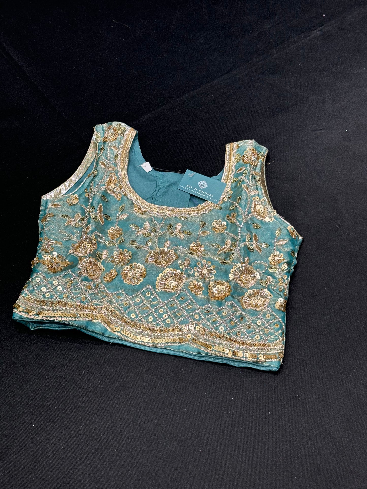 Kiran Kids Fendi Beadwork Lehenga-Blue