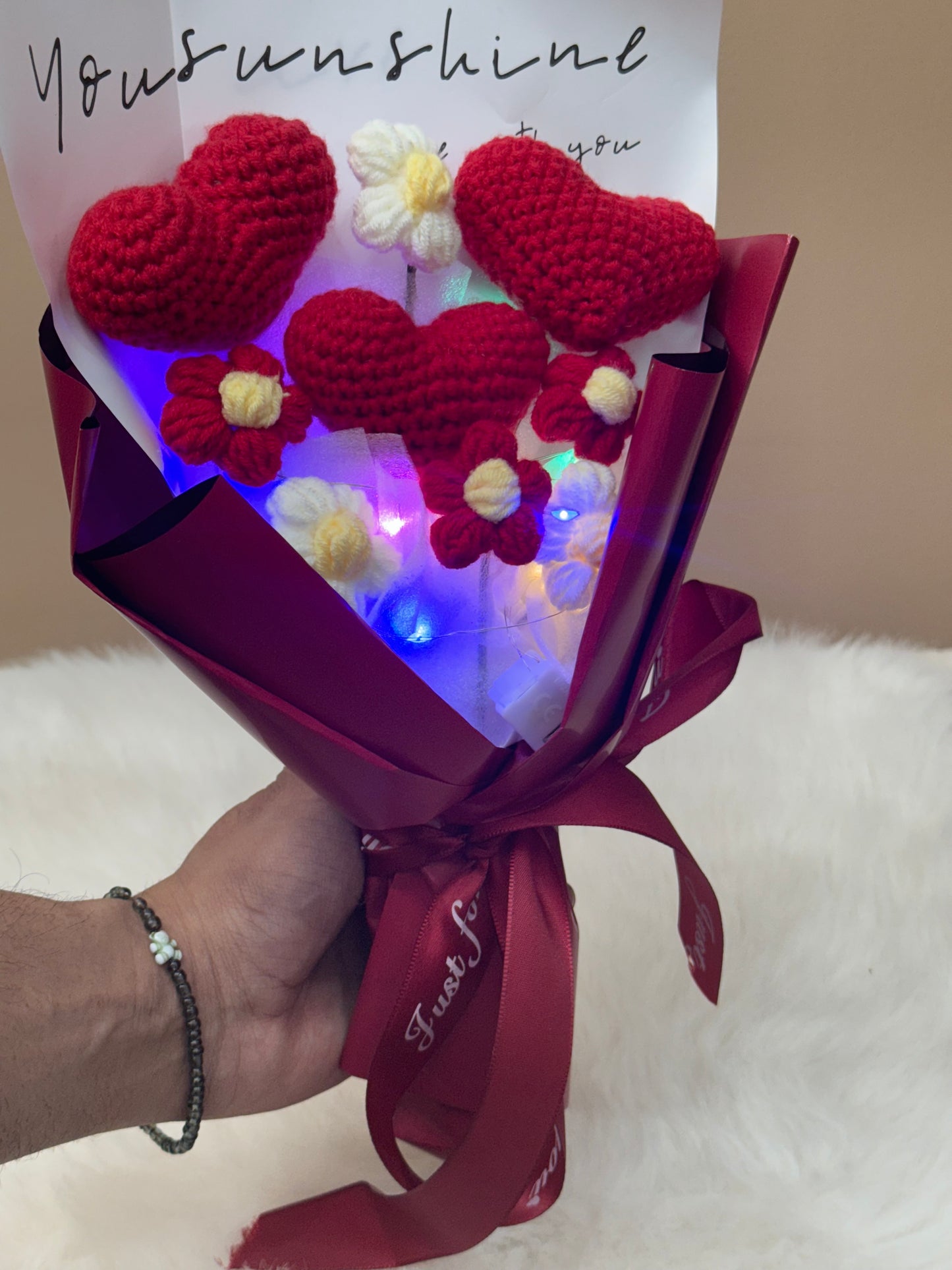 Crochet Heart Bouquets Red V2