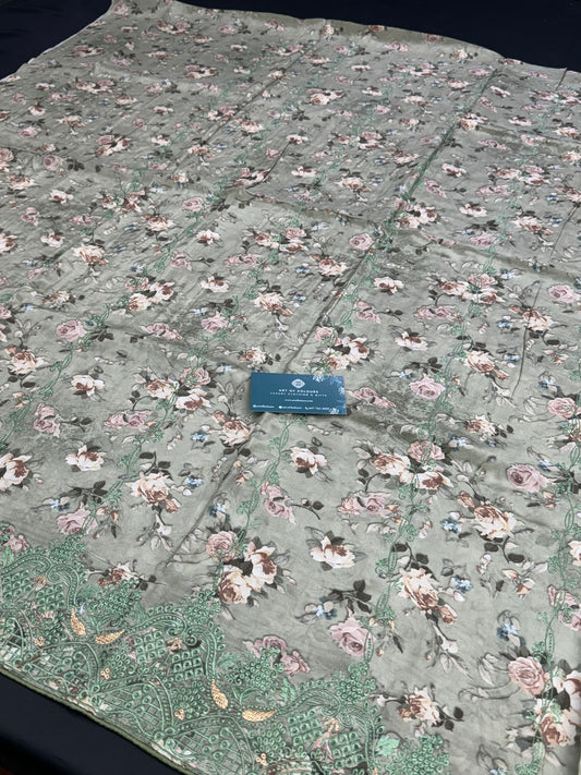 Meeto Bibi Green Unstitched Suit