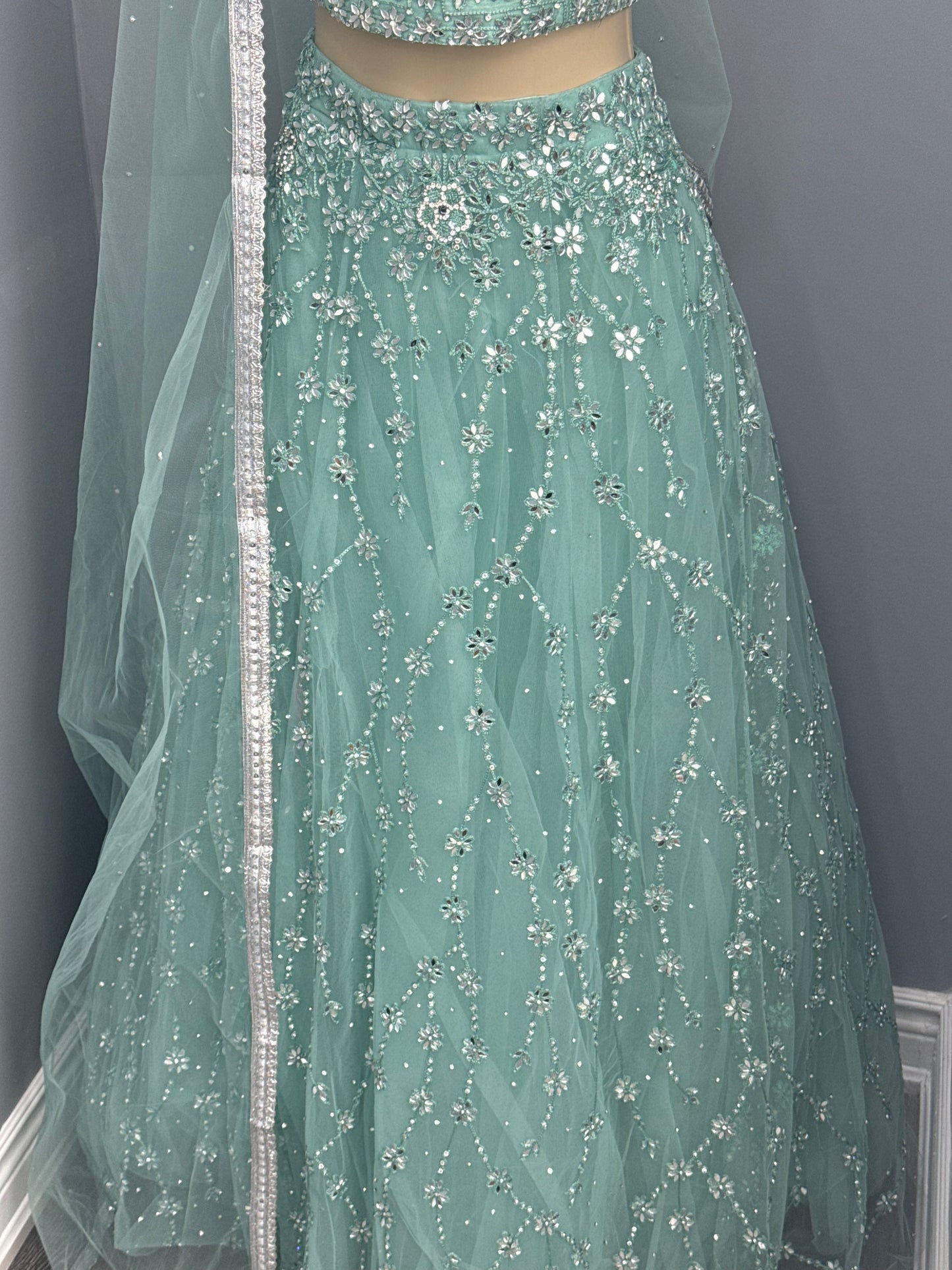 Beautiful Embroidered & Mirror Work Lehenga