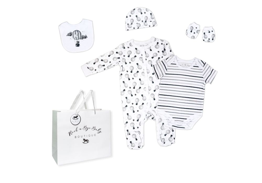 Unisex 5 Piece Mesh Bag Set: Hot Air Balloon Bear