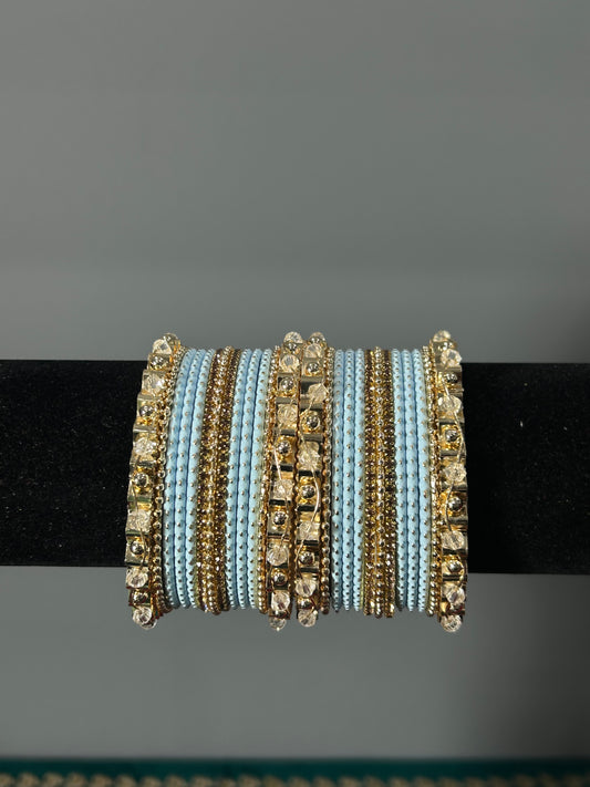 Baby Blue Golden Grace Bangles
