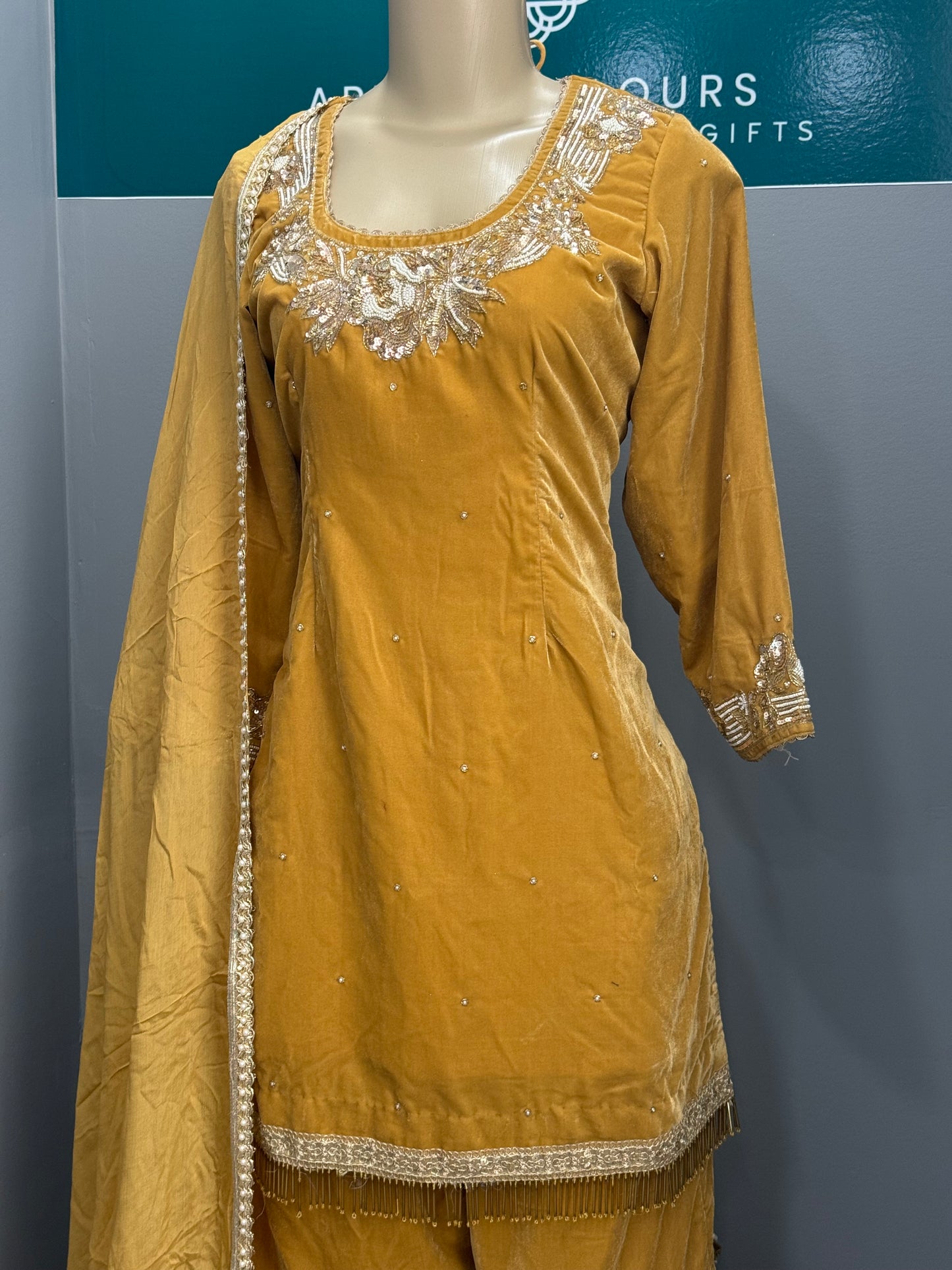 Handwork Velvet Gharara Suit