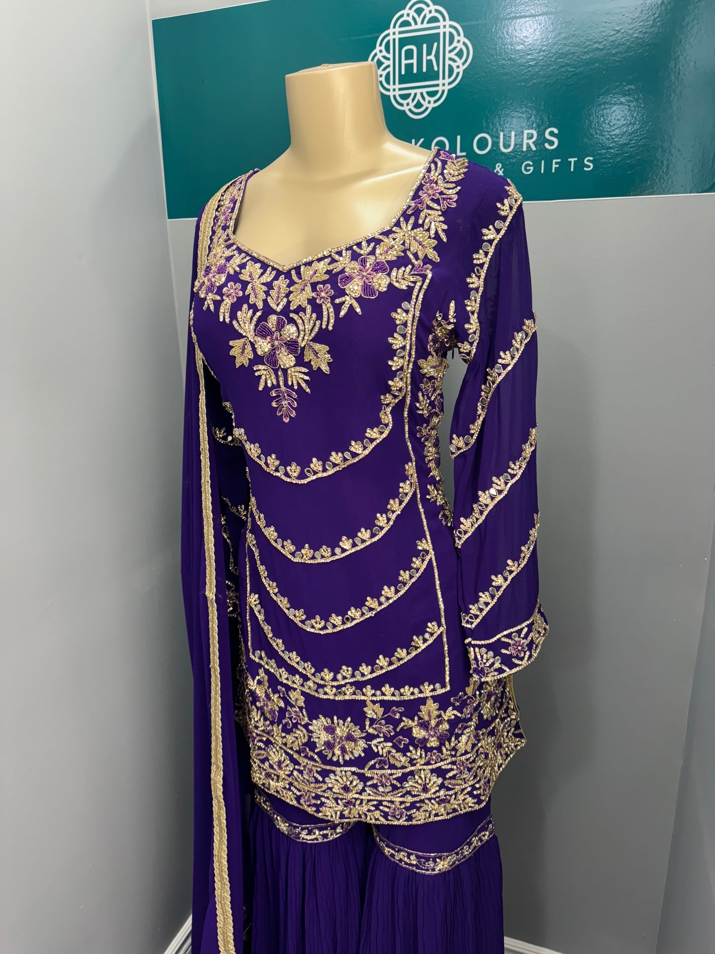 Purple Rain Readymade Gharara Suit