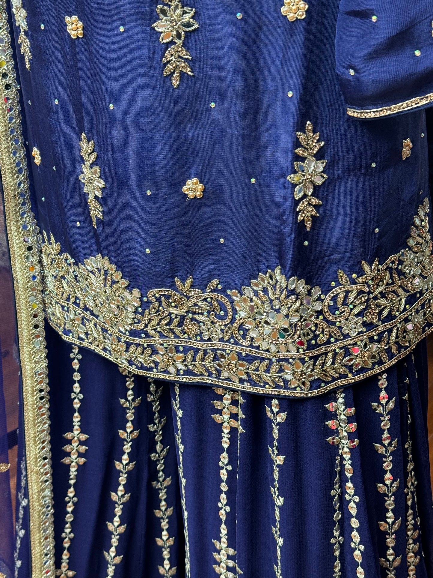 Handwork Pure Navy Sharara Suit