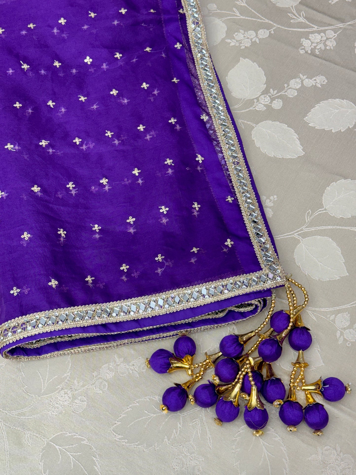 Handwork Pure Purple Sharara Suit