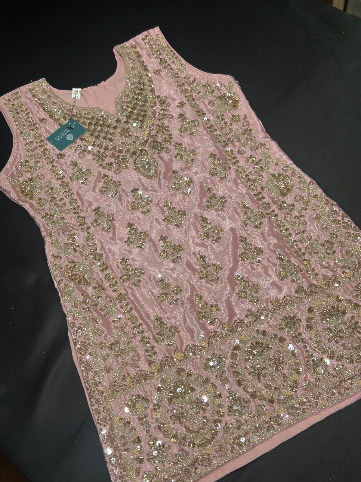 Pink Kid’s Sharara Beadwork Suit